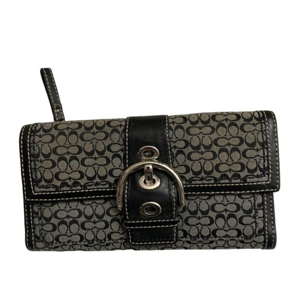 Coach black and gray y2k soho signature mini c long wallet rare - Picture 1 of 7